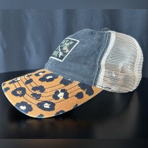 Gray and Tan Trucker Hat with animal print Pattern